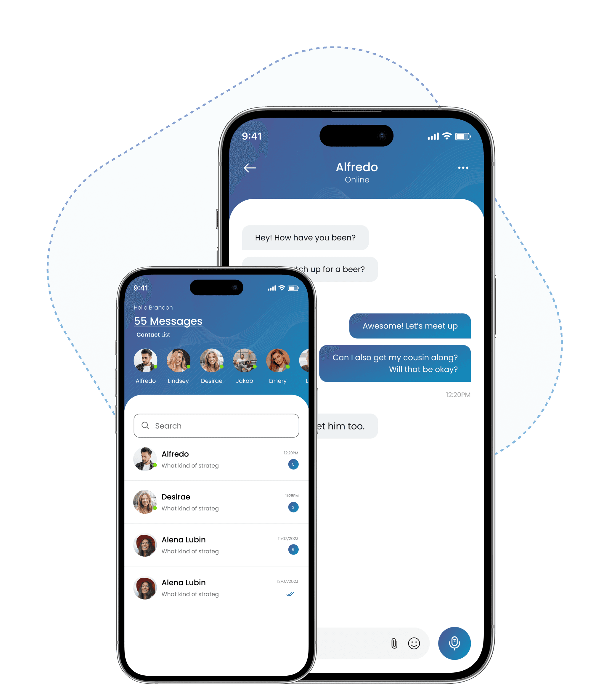 Nuvogram Chat and messages screens